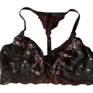 Pour Moi Fuller Bust Gigi non-wired floral lace bralette bra black razorback XL